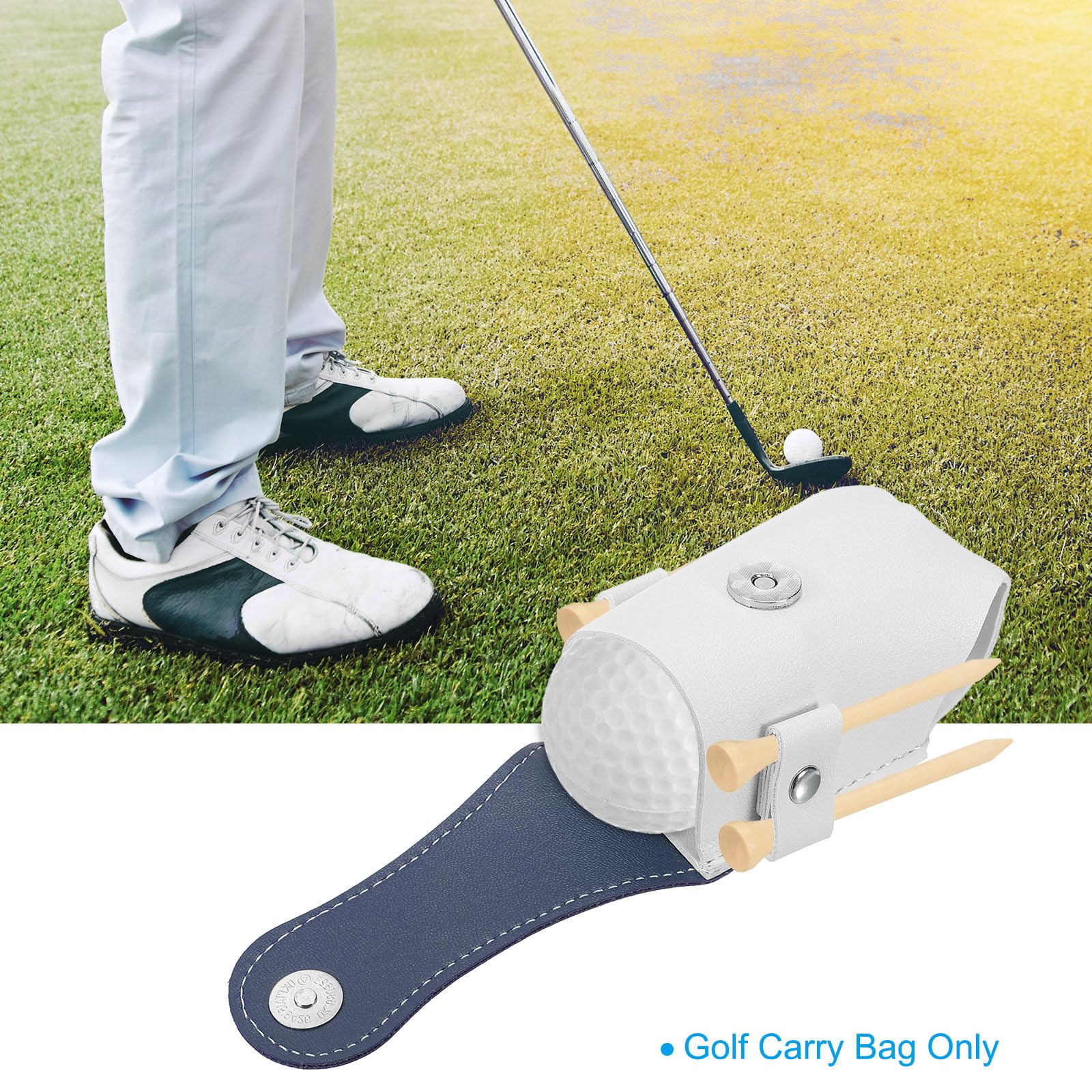 PATIKIL Golf Ball Waist Bag, 2 Pack Golf Ball Carry Pouch with Tee Holder, Buckle, Clip for Women Men Belt Golf Storage, White Blue