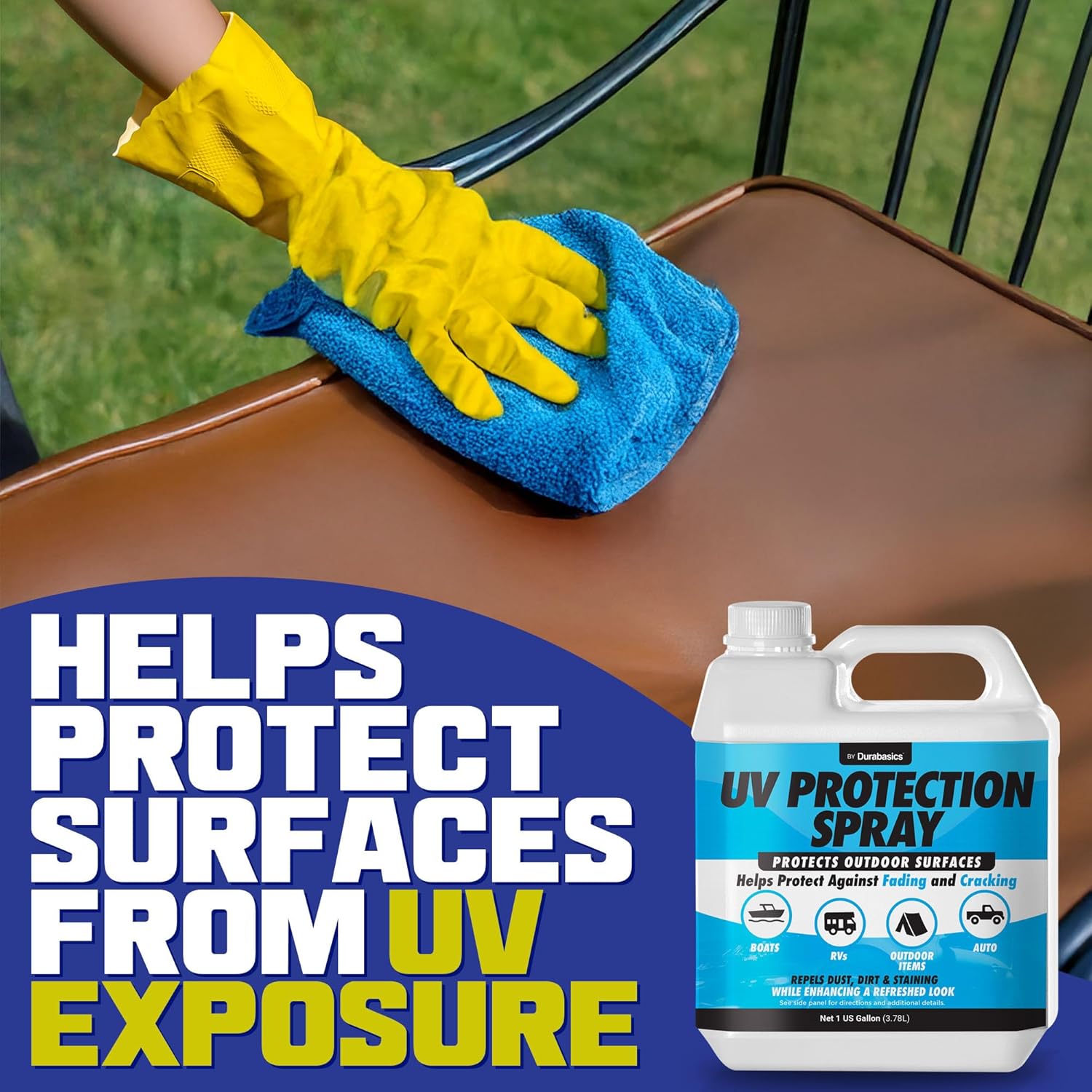 UV Protection Spray - Non-Greasy Matte Finish for Outdoor Surfaces | Reduces Fading, Cracking & Stains - Includes Sprayer & Towel