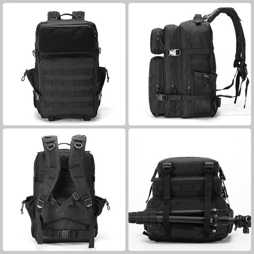 Gracedon Military Tactical Backpack - 45L Assault Pack for Travel & Hiking | Black Daypack for Men & Women