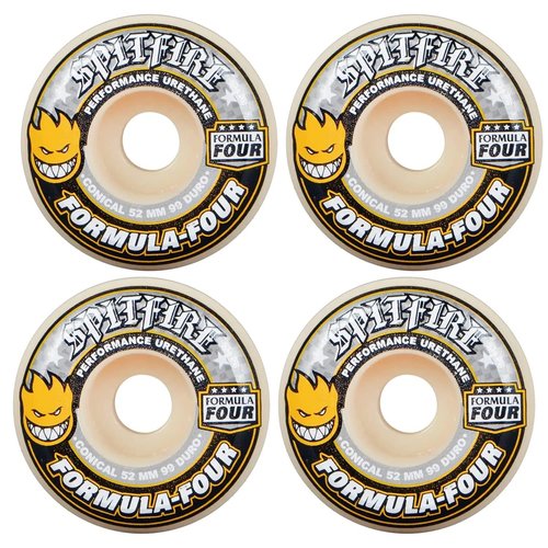 Spitfire Wheels Spitfire Skateboard Wheels 54mm F4 99A Conical Yellow Print