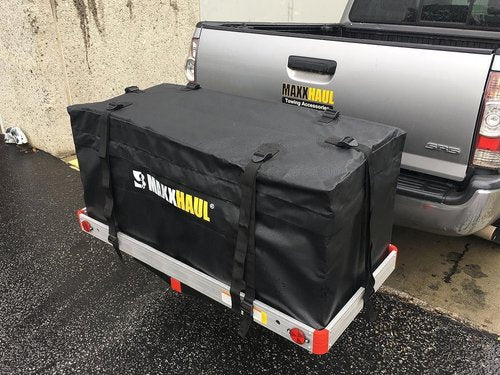 MaxxHaul 50912 Soft Shell Cargo Carrier Bag - Heavy Duty, Water Resistant, 47" x 20" x 20", Black with Tie Down Straps