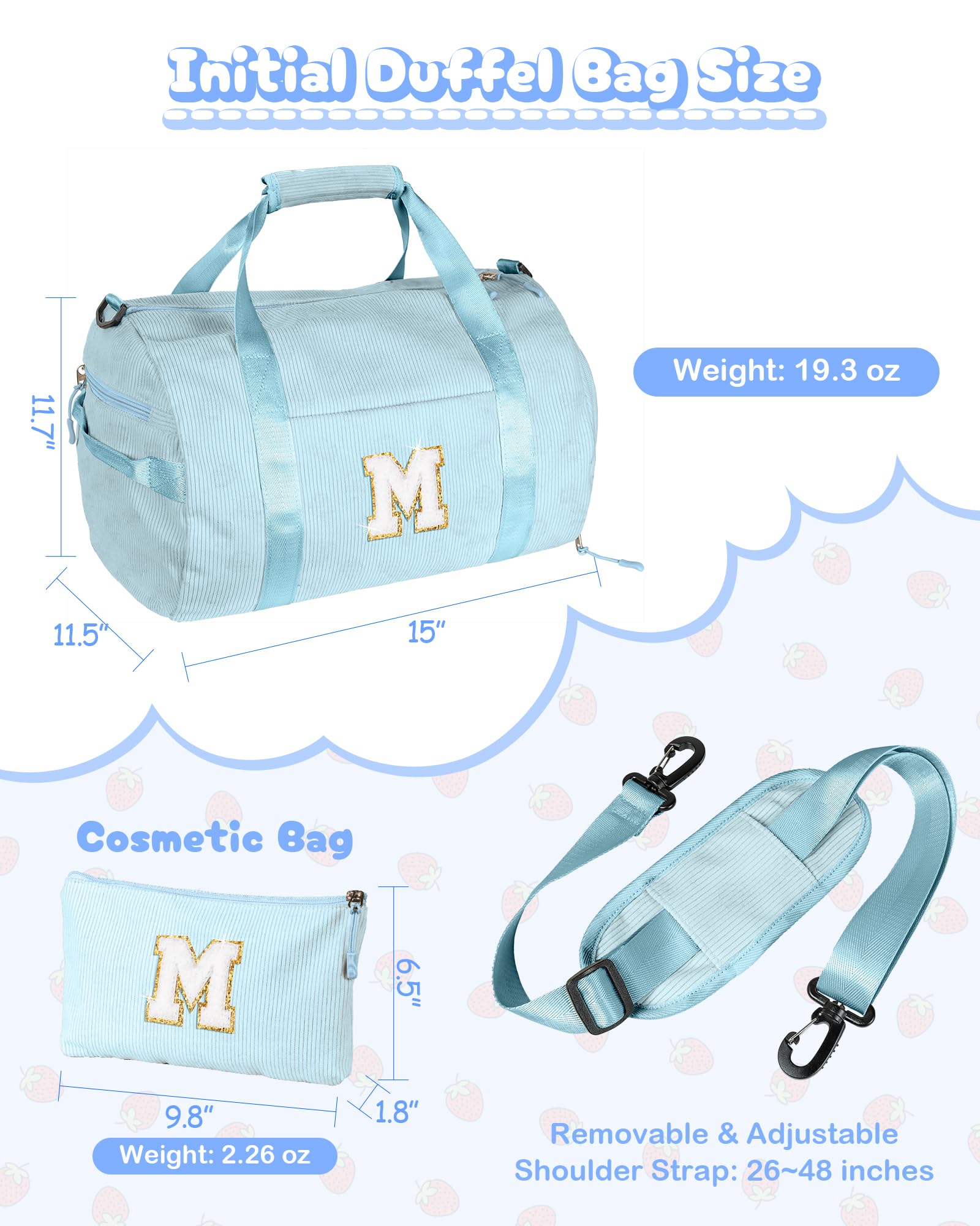Vogewood Gifts for 4 5 6 7 8 9 10 11 12 Year Old Girl, Girls Gym Bag, Kids Personalized Dance Bags with Shoe Compartment, Customized Travel Duffle with Toiletry Bag, Holiday Gift Ideas (Letter A)
