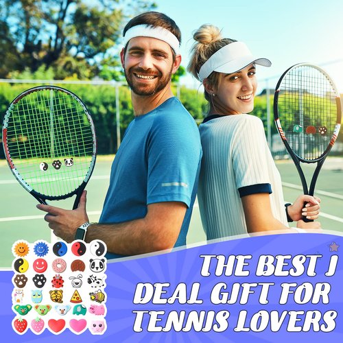 Leitee 30 Pcs Cute Tennis Dampener Funny Tennis Racket Vibration Racquet Dampener Soft Silicone for Sport Gift, Assorted Designs