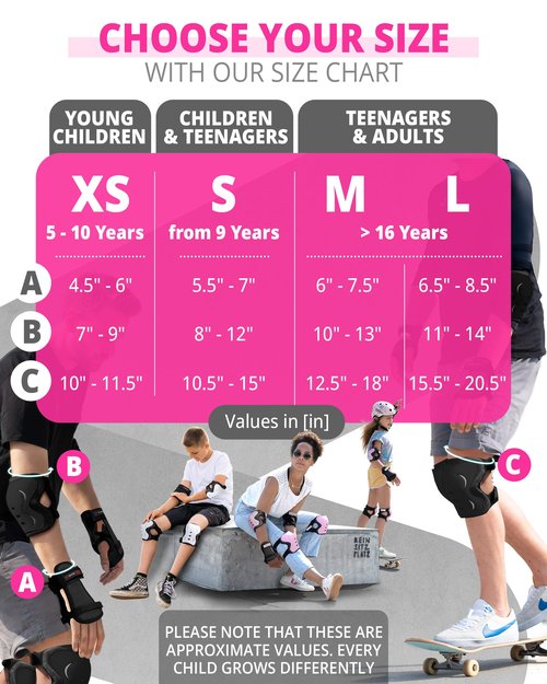 SKATEWIZ Knee and Elbow Pads Adult - Impact Size L Pink Black - Skating Protective Gear Adult - Wrist Guards for Skating Scooter Roller Skates Skateboard - Ice Skates Men