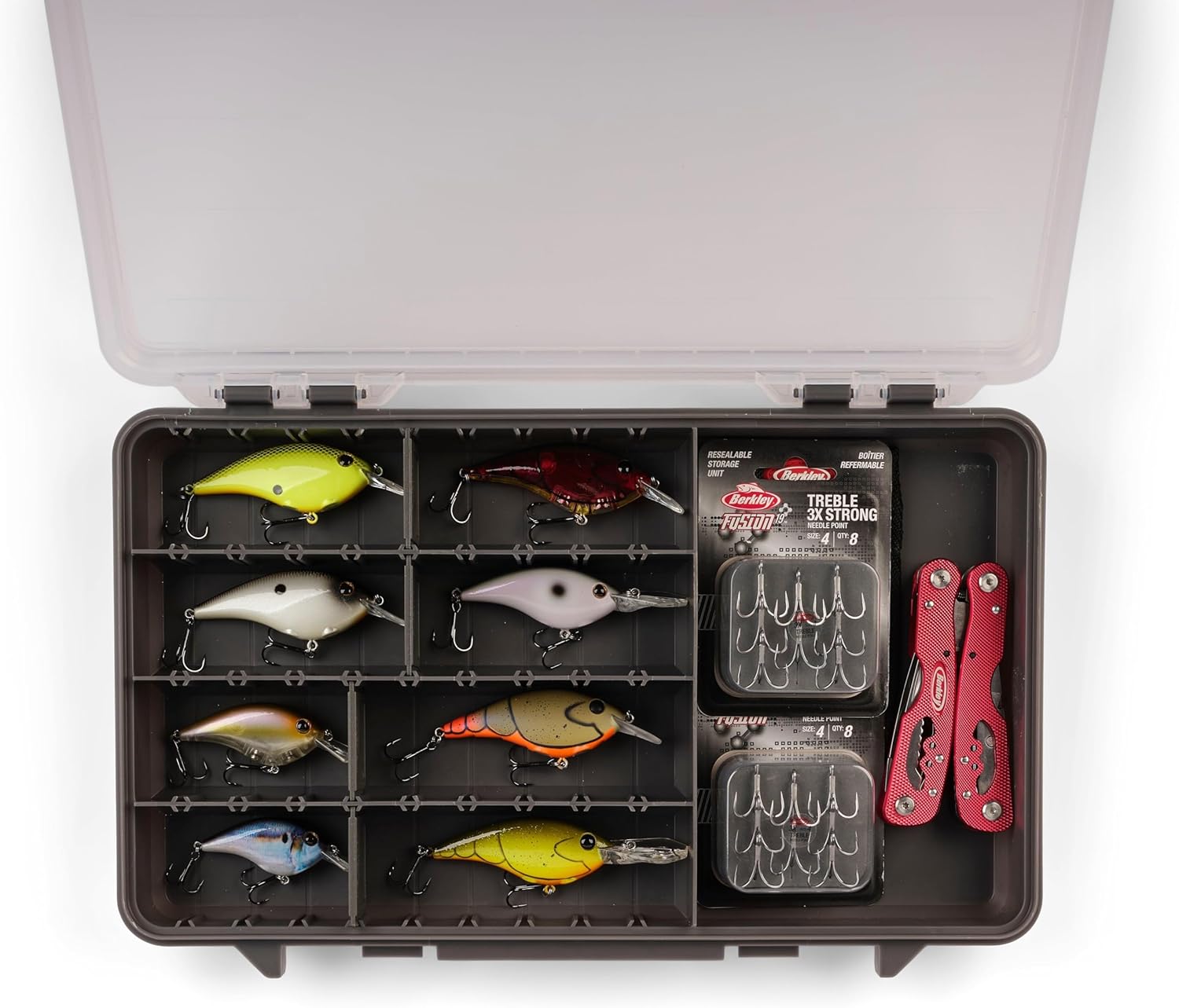 Plano StowAway Tackle Box - 50/50 Split Design with Transparent DuraView Lid | Stackable Storage for Fishing Gear