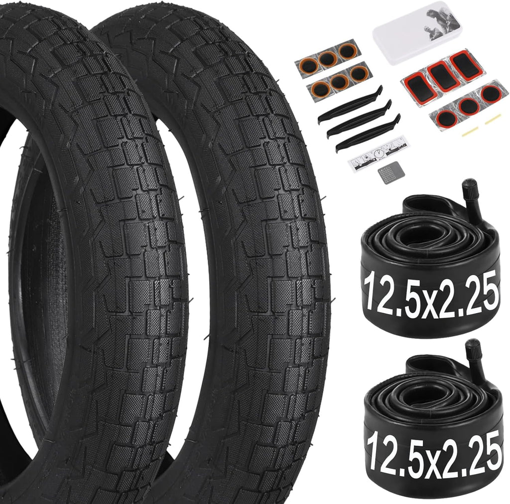 Yeesport 12.5" Kid Bike Tires - Heavy Duty 12.5x2.25 Inner Tubes with Repair Kit | Schrader Valve