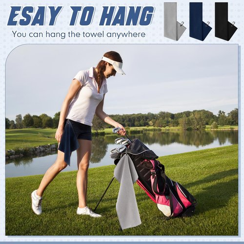 Hahafelt 6 Pack Large Golf Towels Set with Clip, 24 x 16, 12 x 12 Portable Microfiber Fabric Waffle Cleaning Pattern Golf Towel for Bag, Club Accessories for Men, Removing Sand, Mud, Dirt