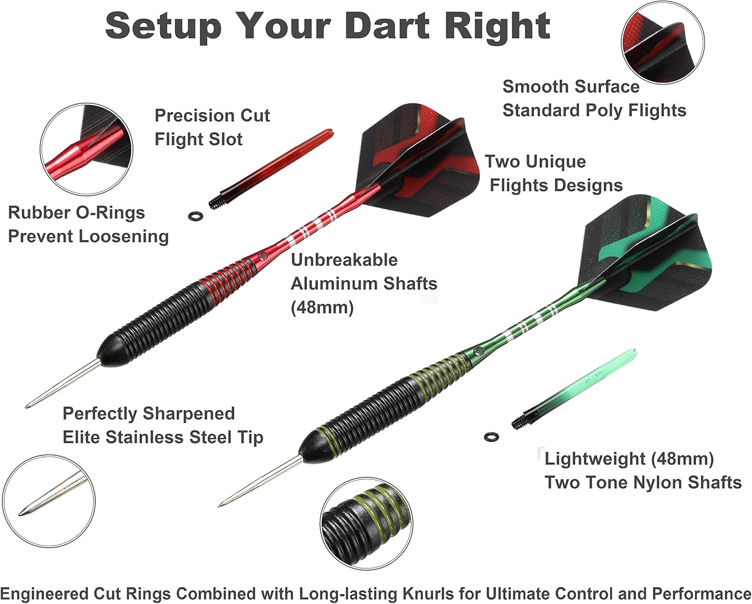 Steel Tip Darts Set by [Brand Name] - Professional 6-Piece Darts with Barrels, Shafts, Flights & Accessories