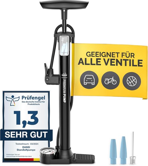 DANSI Bike Floor Pump - High Pressure 180 PSI with Gauge | Portable Multi-Purpose Air Pump for Presta & Schrader Valves