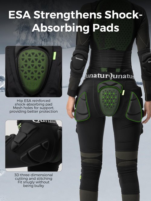 QUNATURE Butt Pads Snowboarding Hip Butt Pads Impact Shorts Skating Protective Gear Padded Shorts for Men Women Snowboard Butt Pad for Skateboarding Skiing Mountain Biking Speed Descent L