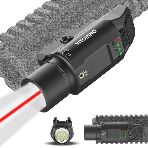 1500 Lumens Red Laser Light Combo - Rechargeable Tactical Flashlight for Rifle | Picatinny Rail Compatible