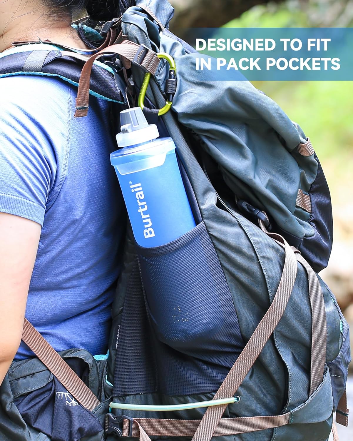 Ultralight Collapsible Water Bottle - 1.0L Leakproof Design | Compatible with 42mm BeFree Filter for Camping & Travel