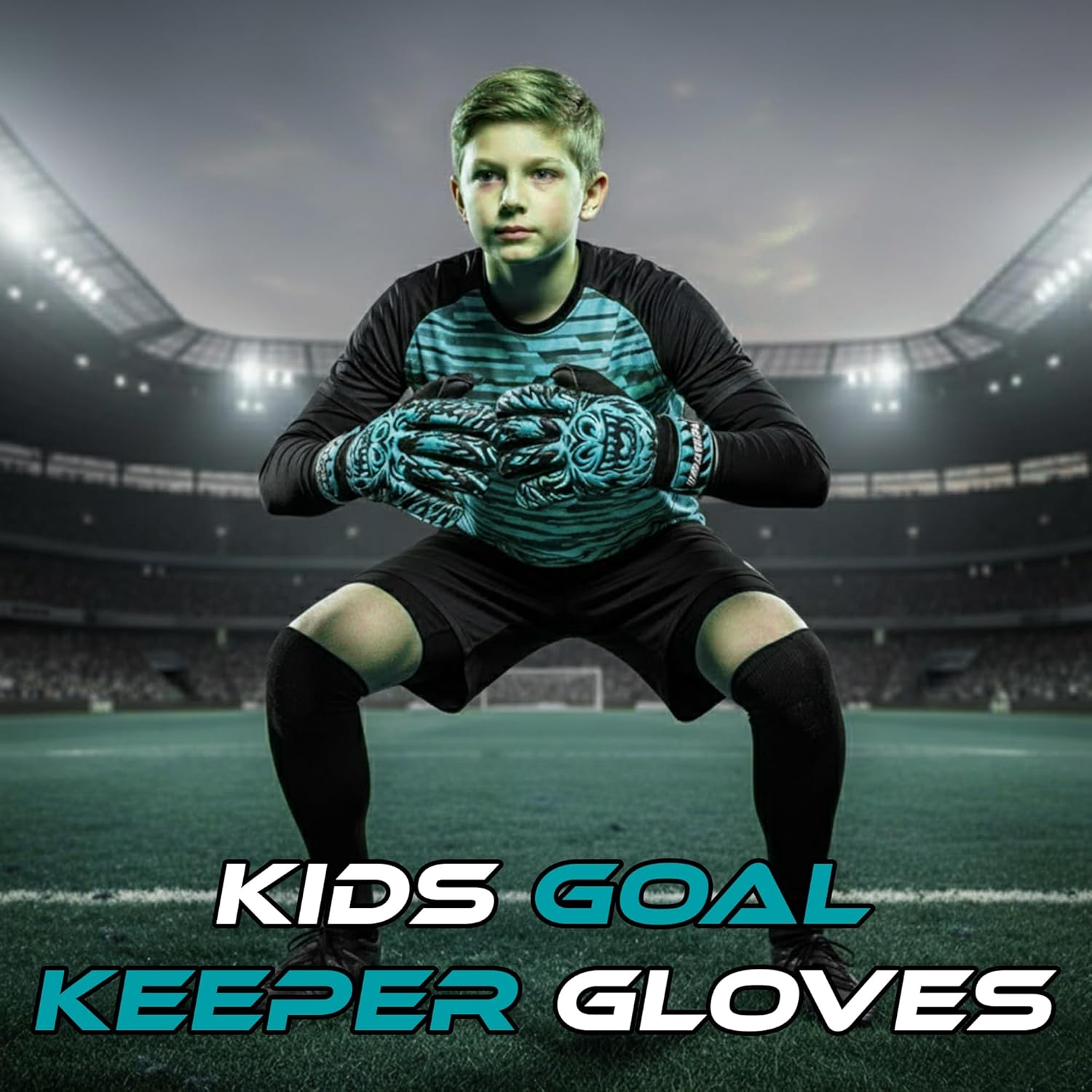 Skiennix Kids Soccer Goalie Gloves - Durable Youth Goalkeeper Gloves with Strong Grip & Comfort