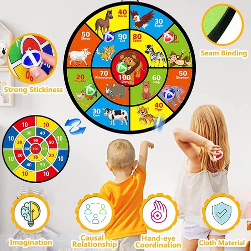 Dart Board for Kids by [Brand Name] - 29" Double-Sided Board with Sticky Balls | Perfect Indoor/Outdoor Game for Ages 4-14
