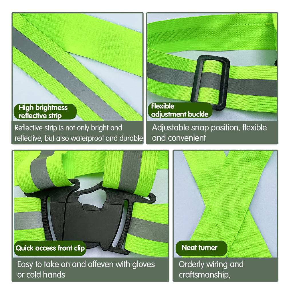SAGOOITS Reflective Safety Vest 2pcs - High Visibility Vest Adjustable Straps for Outdoor Jogging, Cycling, Walking,Construction Workers,Traffic Control,and Outdoor. Fits Men Women (Green