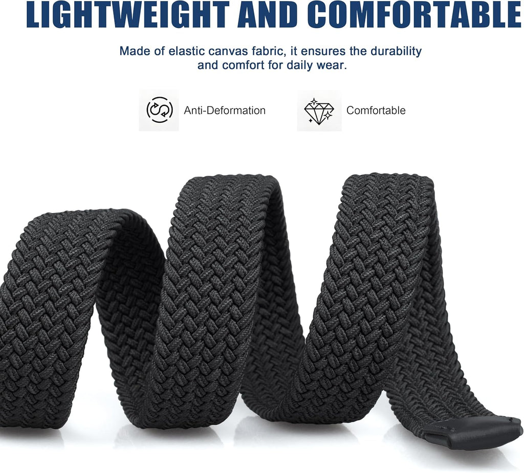 UNGGJKB Men's Woven Golf Belts - 2 Pack Elastic Casual Belts for Jeans | Perfect Gift Option