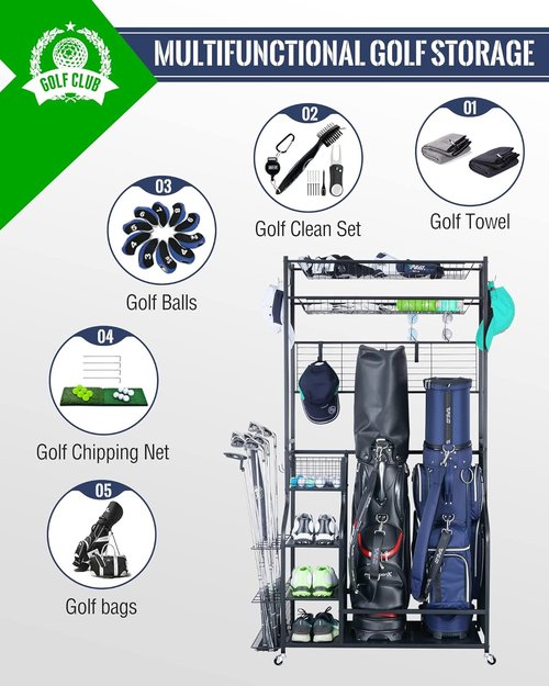 Mythinglogic Sports Equipment Organizer - Large Capacity Storage with Hooks & Baskets | Garage Ball & Toy Organizer
