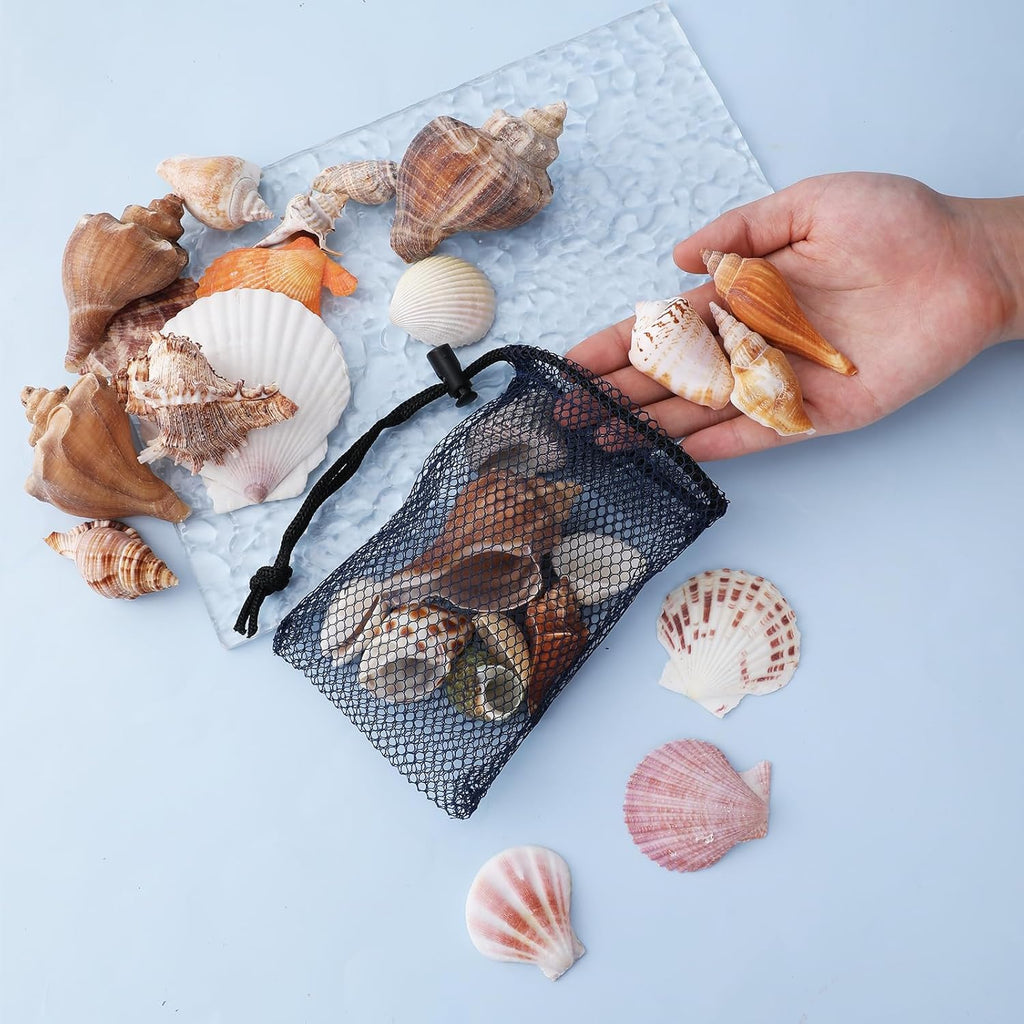 Skiennix Colorful Drawstring Mesh Bags - 5 Pcs Small 6 x 4 Inch Nylon Storage for Travel Organization