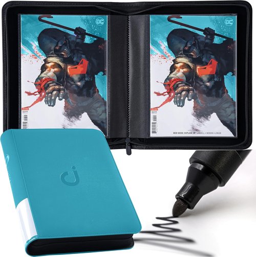 D DACCKIT Comic Binder - Durable Comic Book Album with Sleeves | Holds 24 Regular Comics (Model A, Turquoise)
