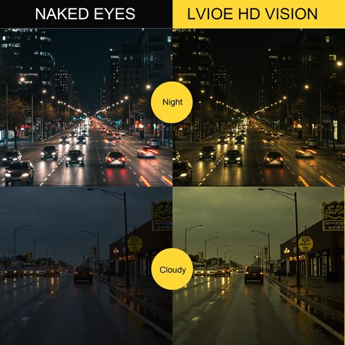 LVIOE Night Driving Glasses for Women Men, Anti Glare Night Vision Glasses Polarized Yellow Lens for Driving, UV400 Protection