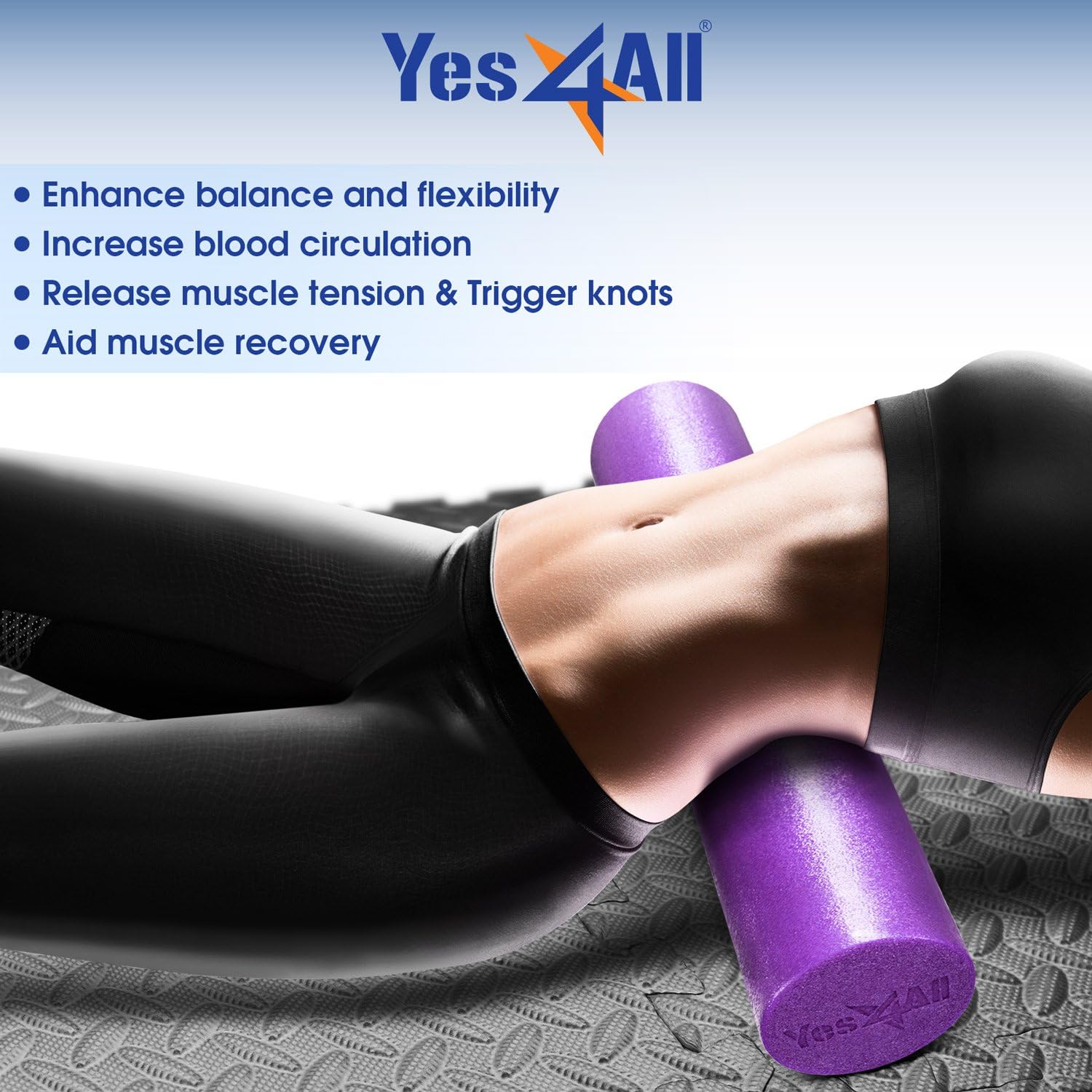 Yes4All Foam Roller - Medium Firm Round PE for Pilates, Yoga & Core Exercises | 12-36 Inches