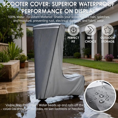 Electric Scooter Cover, 1680D Heavy Duty Waterproof and Dustproof Oxford Cloth, UV Resistant & Anti-Scratch, Includes Storage Pouch, A Better Fitting Electric Scooter Cover (Gray, 54x8x52 inch)