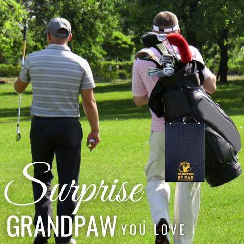 CybGene Dog Grandpa Grandpaw Golf Towel, Dog Grandpa Grandpaw Gifts on Father‘s Day, 15.8 x 23.6 inches Microfiber Golf Towel for Golf Bags