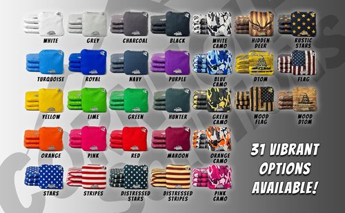 Cornhole Solutions - Professional Cornhole Bags Set of 8 | USA Flag Designs - Regulation 6"x6" - Resin Filled with Tote Bag
