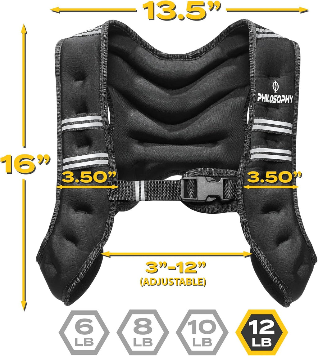 Philosophy Gym Weighted Workout Vest - Enhance Strength Training & Fitness | Adjustable Size
