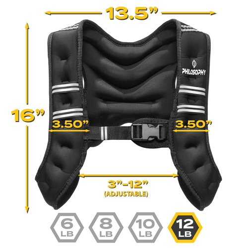 Philosophy Gym Weighted Workout Vest 12 LB, Strength Training Fitness Body Weight Vest