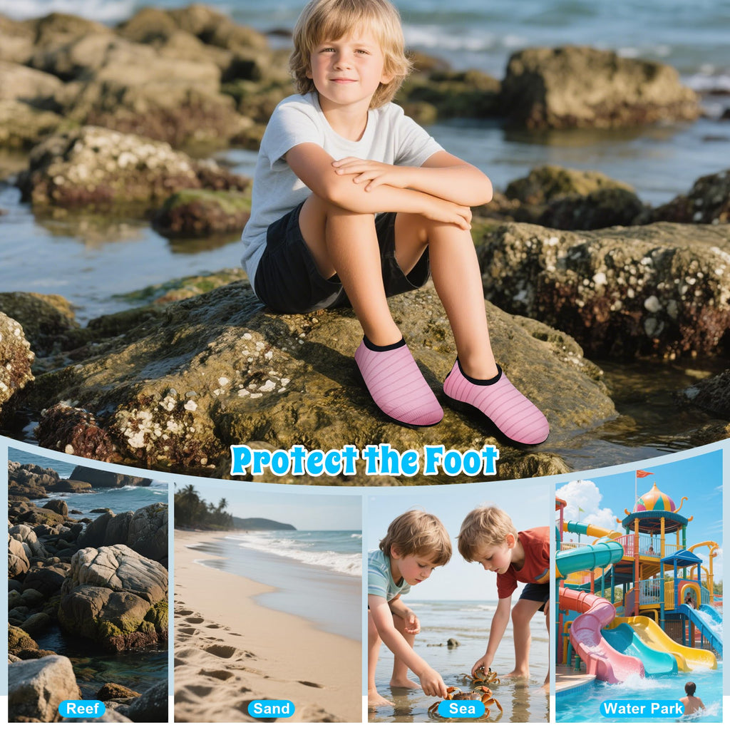 Kids Water Shoes for Boys Girls, Quick Dry Barefoot Aqua Socks for Beach, Swim, Pool Outdoor Sports