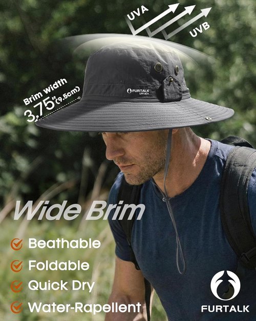 FURTALK Fishing Hat - UPF 80+ Foldable Wide Brim for Outdoor Hiking & Beach Use | Summer Essential