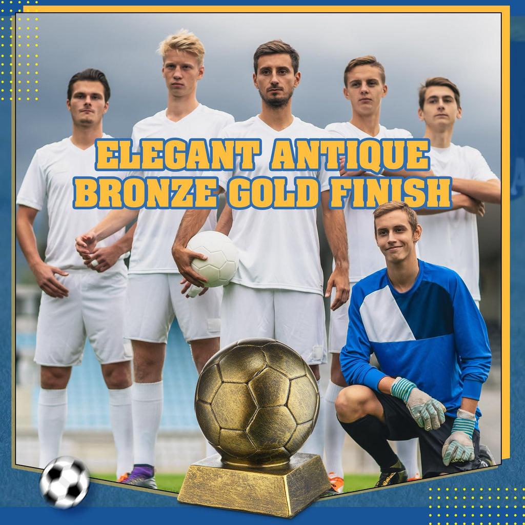 Liliaafar 1 Pcs Soccer Trophy Award Resin Soccer Medals Collectible for Sports Achievements, Office Desk Decor, Trophy Case Display (Style1,Bronze Golden)
