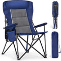 ALPHA CAMP Oversized Folding Camping Chair - Heavy Duty High Backrest Supports 500 LBS | Portable with Cup Holders & Large Side Pocket