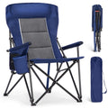 ALPHA CAMP Oversized Folding Camping Chairs High Backrest Heavy Duty Lawn Chairs for Adults Support 500 LBS Portable Camp Chairs with Cup Holders Large Side Pocket for Outdoor