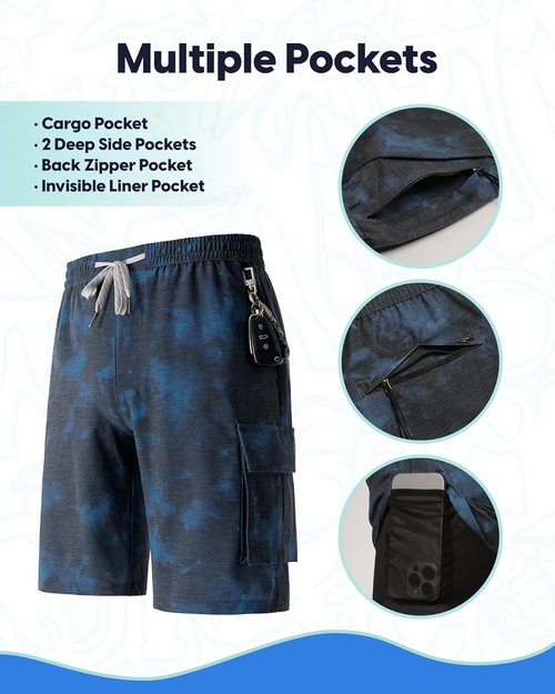 Maamgic Men's Swim Trunks - Quick Dry 9-Inch Compression Liner Bathing Suit | Stretch Board Shorts