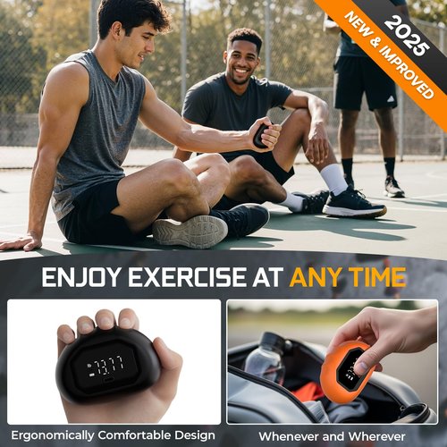 Funny Palm Grip Strength Tester Trainer - Strength Dynamometer Rechargeable Hand Exercising Device for Hand and Finger Grip Tester with Finger Exerciser Stretcher Workout Equipment Orange Black