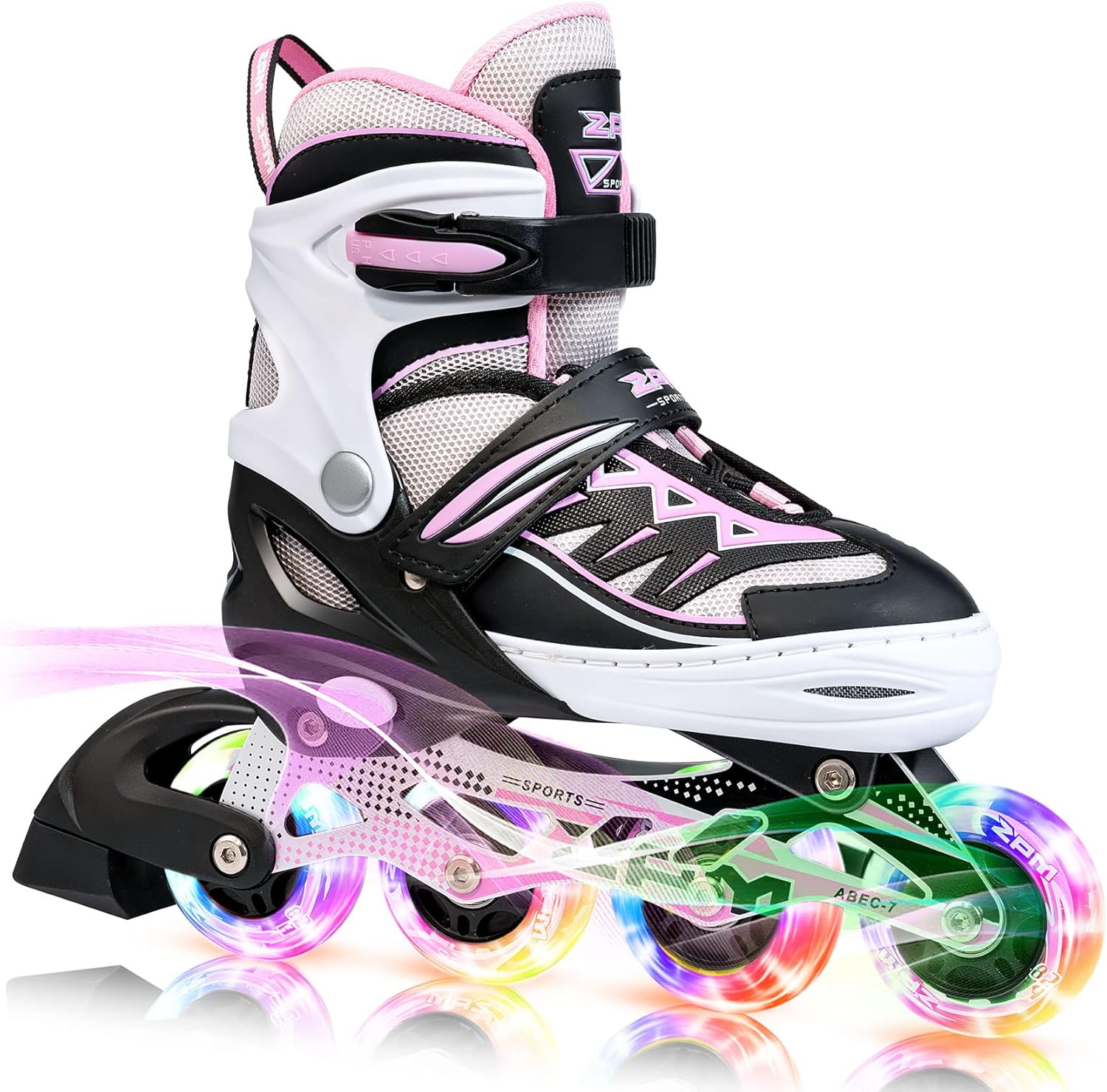 2PM SPORTS Cytia Pink Girls Inline Skates - Adjustable with Light-Up Wheels for Fun Roller Skating