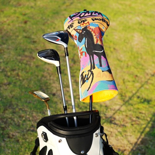 LZFAN Funny Golf Club Head Cover Driver Headcover Fairway Wood Headcover Hybrid Club Head Cover Graffiti Driver