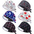 Maiteenly Satin Lined Scrub Caps Women Bouffant Nursing Hats with Button and Sweatband Adjustable Working Hat(6 Pcs,Fresh Style) Multicolor