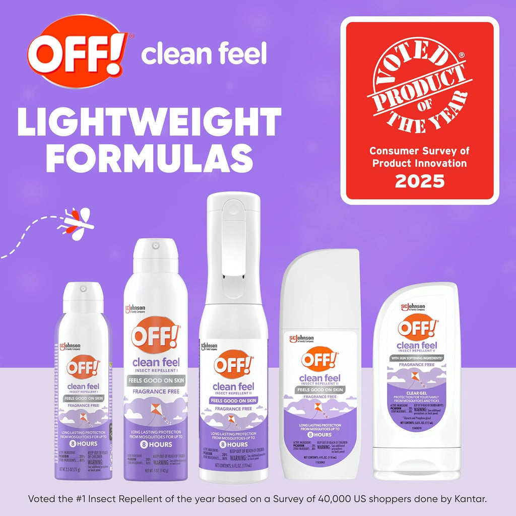 OFF! Clean Feel Insect Repellent - 20% Picaridin Bug Spray for Long-Lasting Protection | 5 oz