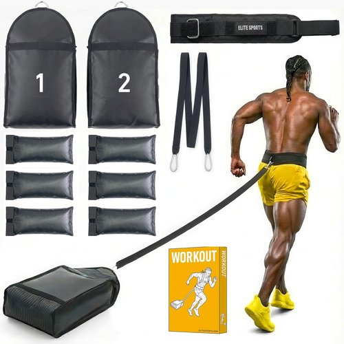 Elite Twin Sand Bag Sled | Waterproof Weight Trainer with 10-60 lb Resistance & Adjustable Strap for Speed, Strength, Endurance