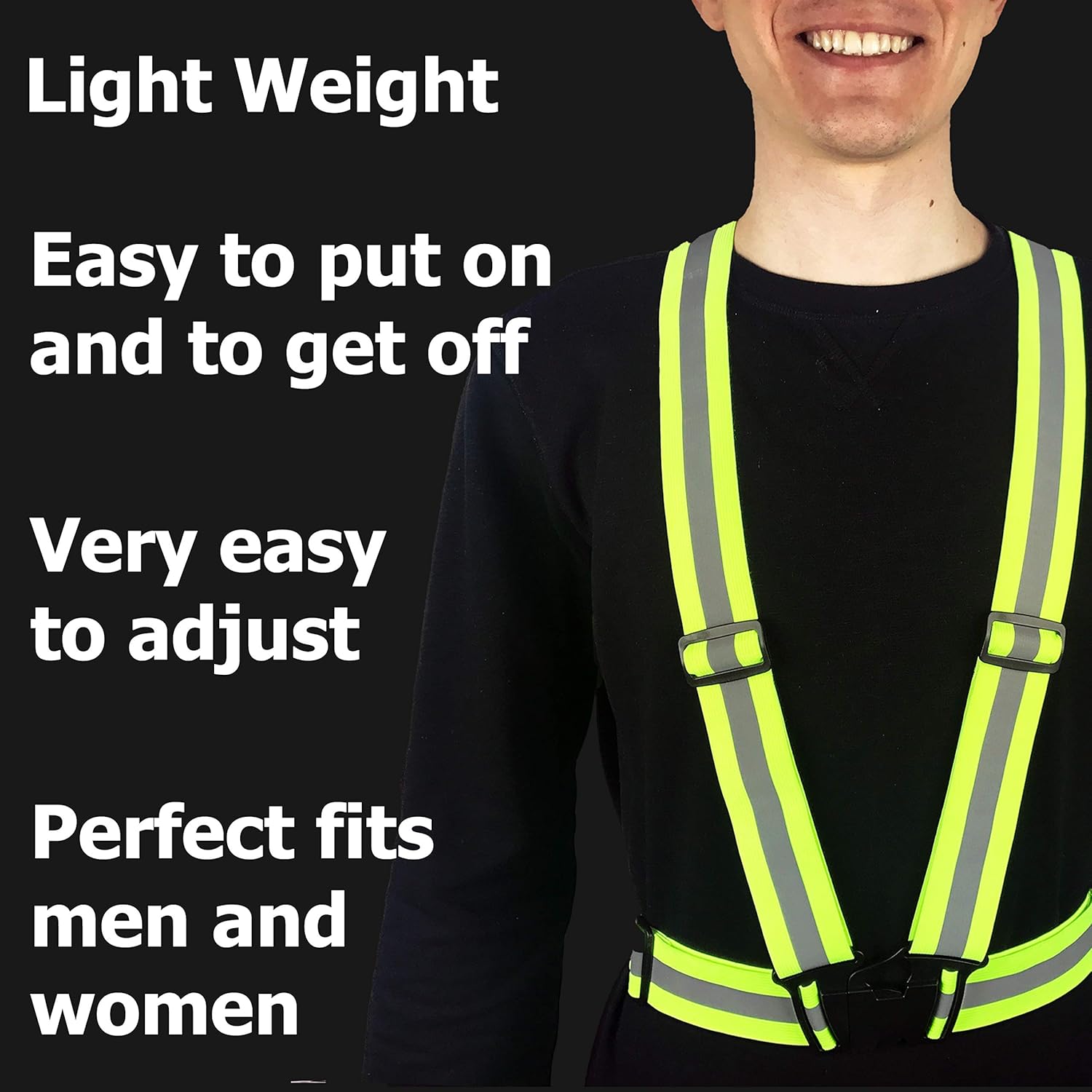 Skiennix Reflective Running Vest - Fully Adjustable Safety Straps for Men & Women | Hi-Vis Design