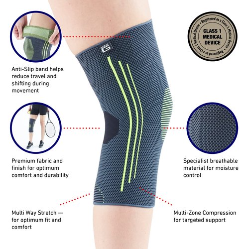 Neo-G Knee Compression Sleeve for Sports - Breathable, Lightweight, Elastic Knee Sleeve for running, Compression Knee Sleeve for knee pain, Meniscus Tear, Sprains, Strains, Injury Recovery - L