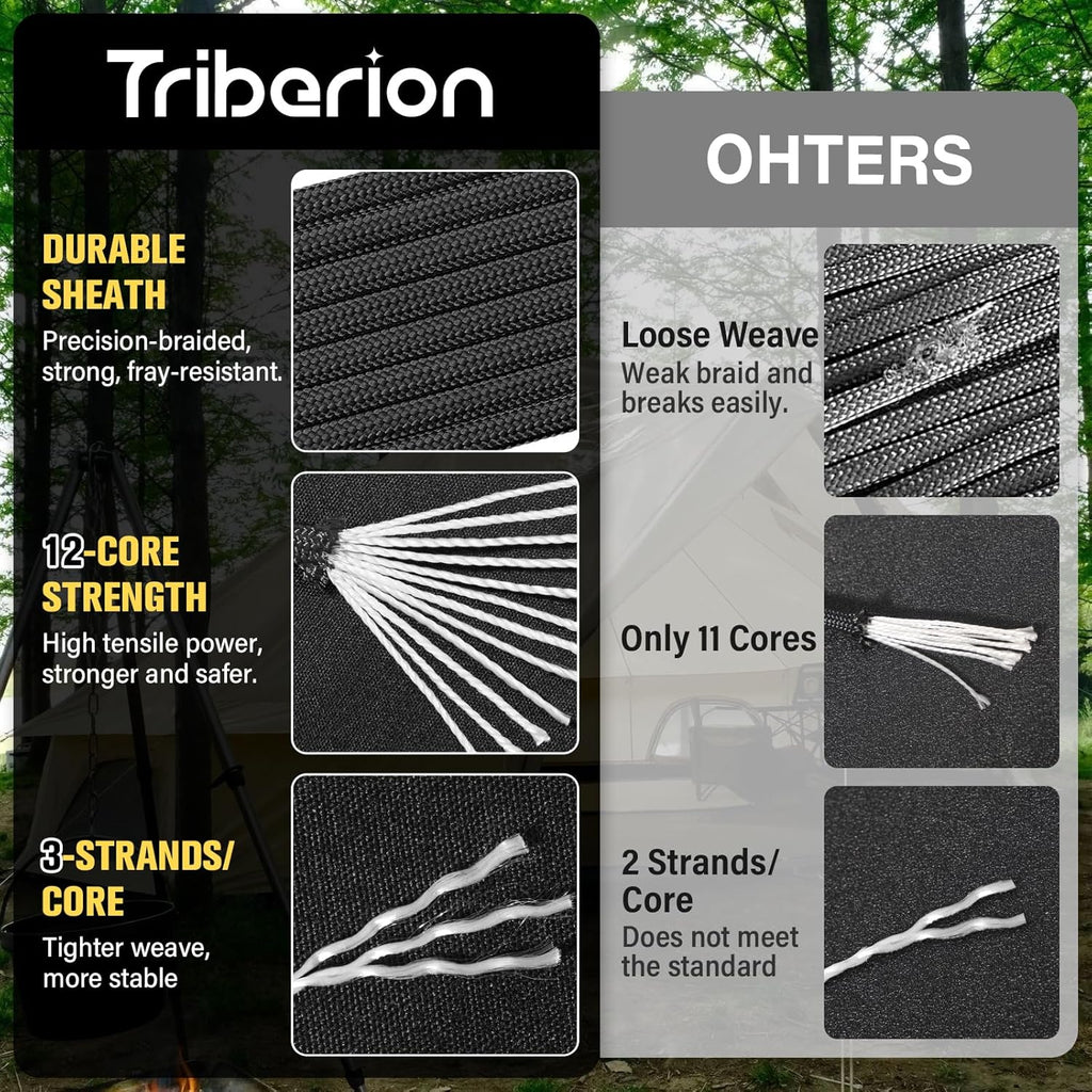 Paracord Rope 750 lb - Heavy Duty 12-Strand Parachute Cord | 1000ft, 500ft, 200ft, 100ft Options for Survival & Camping Gear