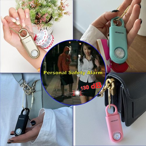 130dB Personal Safety Alarm | Ultra Bright Strobe Light & Loud Keychain Siren for Women & Night Runners - Black