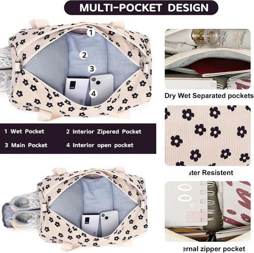 BLUBOON Duffle Bag - Cute Gym Bag for Girls with Shoe Compartment & Waterproof Design | Ideal for Travel