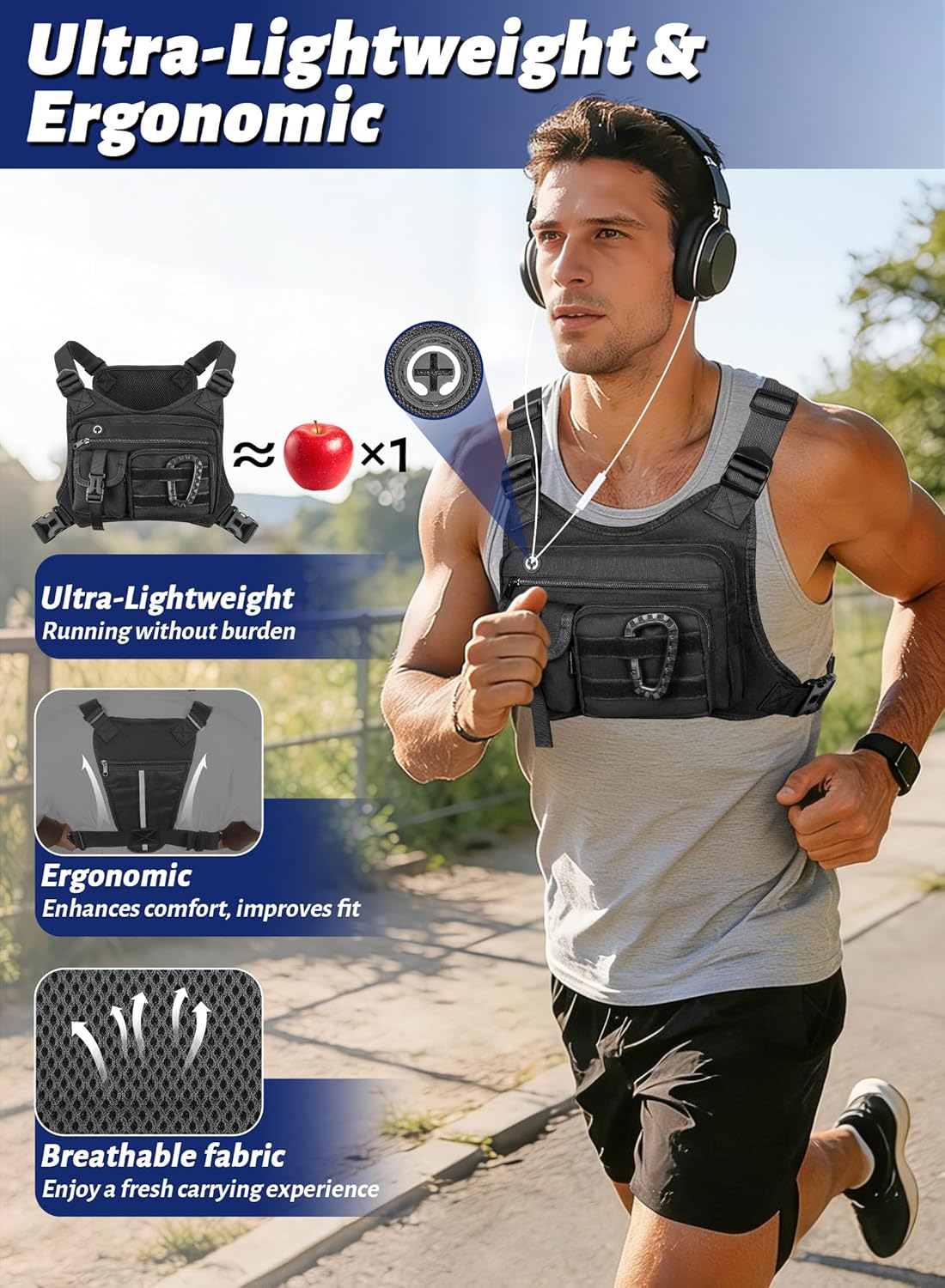 Skiennix Chest Bag - Lightweight Utility Running Pack with Phone Holder for Sports | Unisex Design