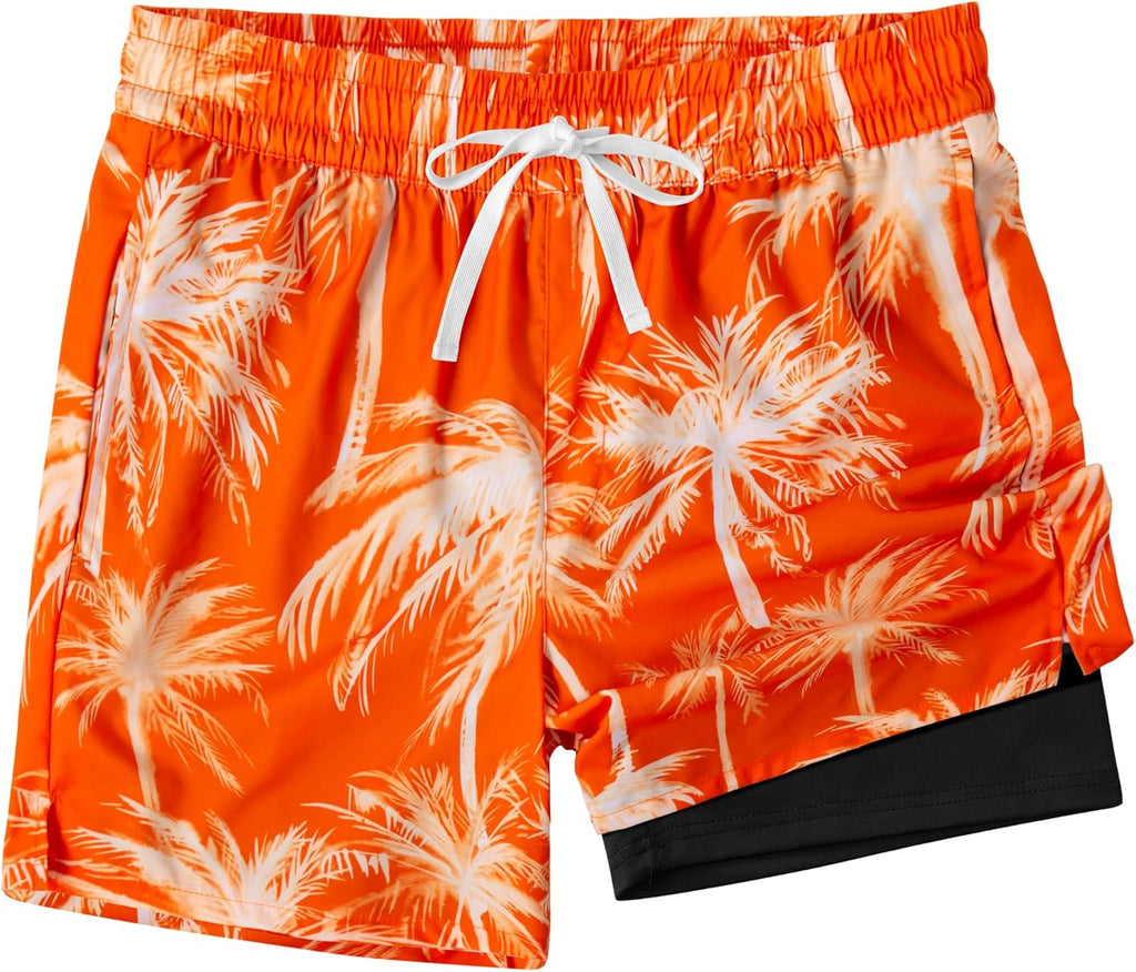 XOMZG Men's Swim Trunks - Quick Dry Mesh Lining Beach Shorts with Pockets | Hawaiian Print