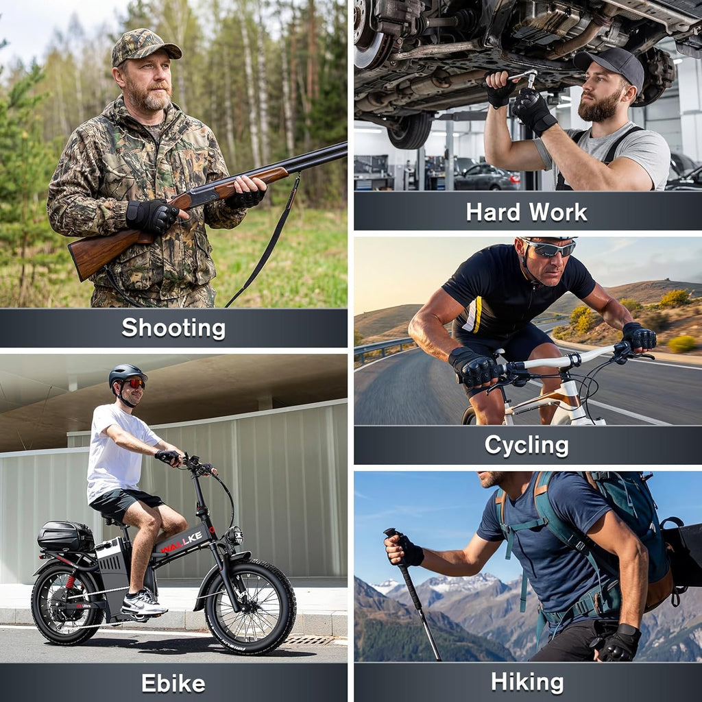 Wallke Tactical Fingerless Gloves - Comfortable Touchscreen Gloves with Knuckle Protection for Cycling, Climbing, and More